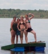 Cool off on the raft at Wausota Resort on Round Lake